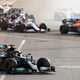 Lewis Hamilton recovers from his rough Azerbaijan Grand Prix restart after accidentally pressing his “magic button.”